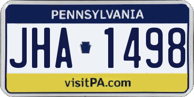 PA license plate JHA1498