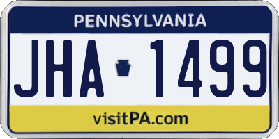 PA license plate JHA1499