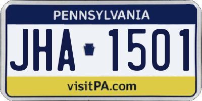 PA license plate JHA1501