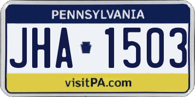 PA license plate JHA1503