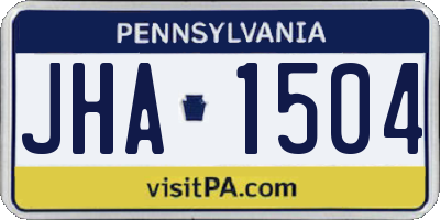 PA license plate JHA1504