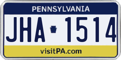 PA license plate JHA1514