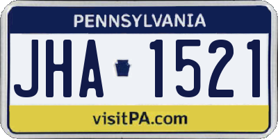 PA license plate JHA1521