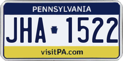 PA license plate JHA1522