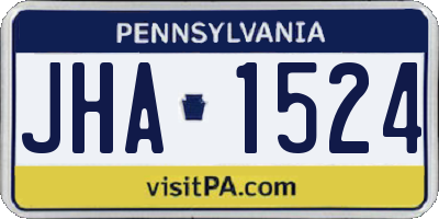 PA license plate JHA1524