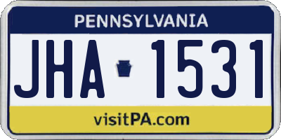 PA license plate JHA1531