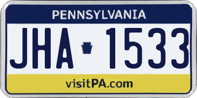 PA license plate JHA1533