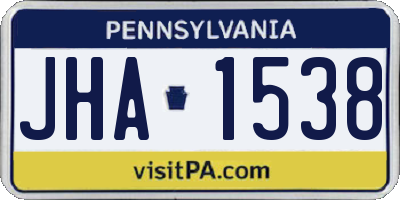 PA license plate JHA1538