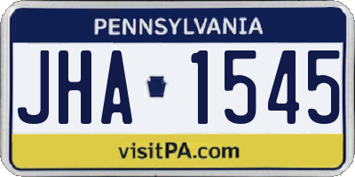 PA license plate JHA1545