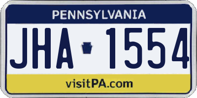 PA license plate JHA1554
