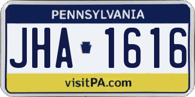PA license plate JHA1616