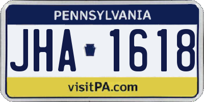 PA license plate JHA1618