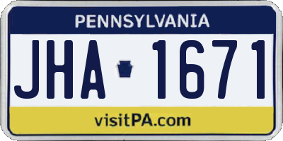 PA license plate JHA1671