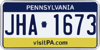 PA license plate JHA1673