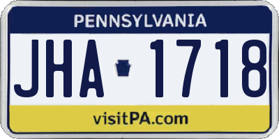PA license plate JHA1718