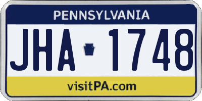 PA license plate JHA1748