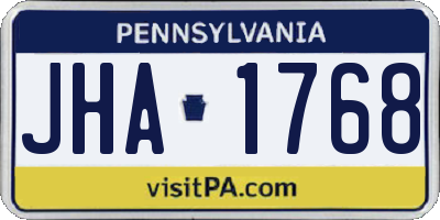 PA license plate JHA1768