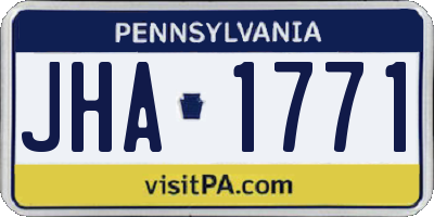 PA license plate JHA1771