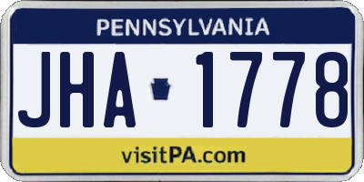 PA license plate JHA1778