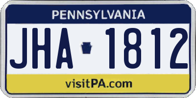PA license plate JHA1812