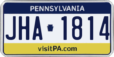 PA license plate JHA1814