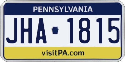 PA license plate JHA1815
