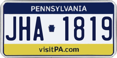 PA license plate JHA1819
