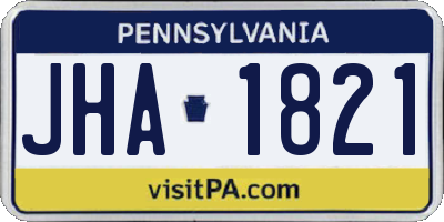 PA license plate JHA1821