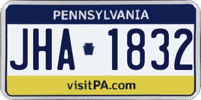 PA license plate JHA1832
