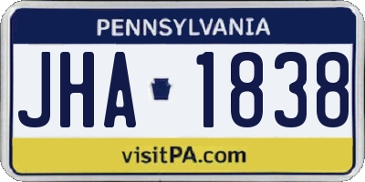 PA license plate JHA1838