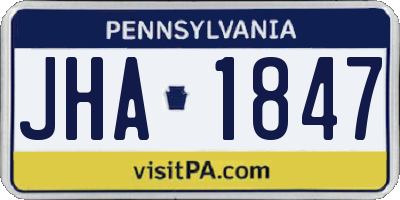 PA license plate JHA1847