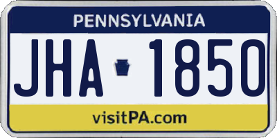 PA license plate JHA1850