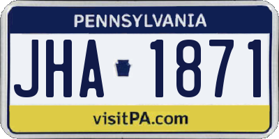 PA license plate JHA1871