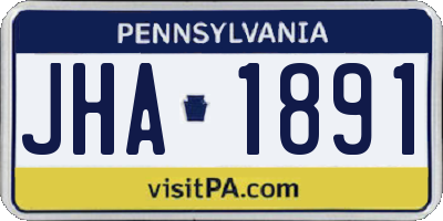 PA license plate JHA1891