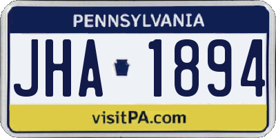 PA license plate JHA1894