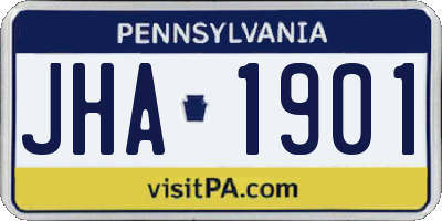 PA license plate JHA1901