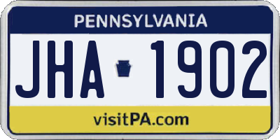 PA license plate JHA1902