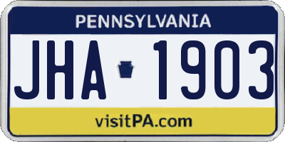 PA license plate JHA1903