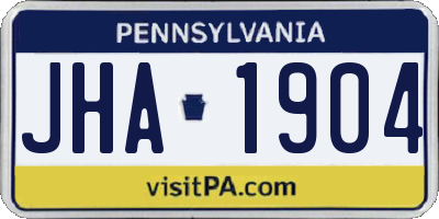 PA license plate JHA1904