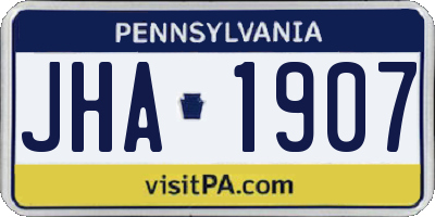 PA license plate JHA1907