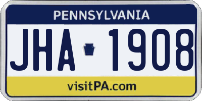 PA license plate JHA1908