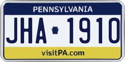 PA license plate JHA1910