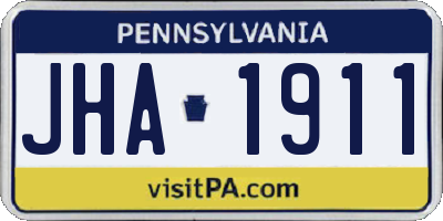 PA license plate JHA1911