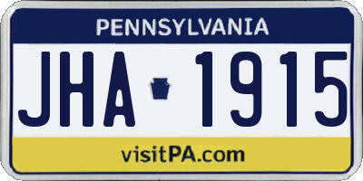 PA license plate JHA1915