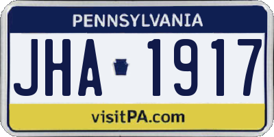 PA license plate JHA1917