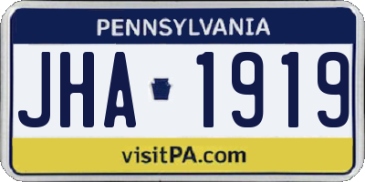 PA license plate JHA1919
