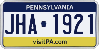 PA license plate JHA1921