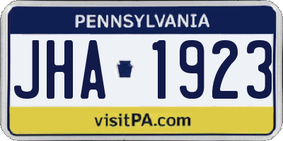 PA license plate JHA1923