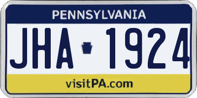 PA license plate JHA1924