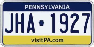 PA license plate JHA1927